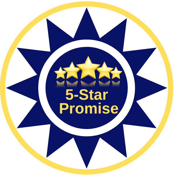 A five star promise logo with the words " 5-star promise ".