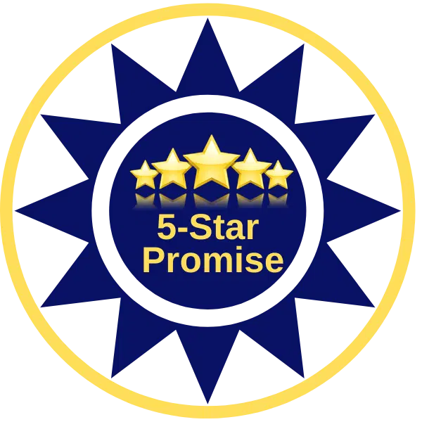 A five star promise logo with the words " 5-star promise ".