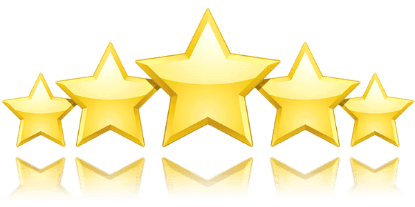 A group of five gold stars with different angles.